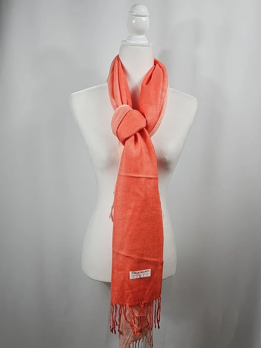 Pashmina Silk Blend Coral Fringe Scarf Wrap Shawl Soft Lightweight Festival Rave
